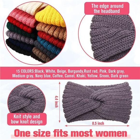 15 Pieces Warm Winter Headband for Women main image 6